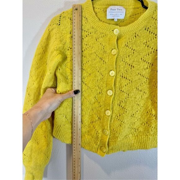 Part Two Ninellpw Wool Alpaca Blend Knitted Button Up Yellow Cardigan Womens XS - Picture 8 of 11